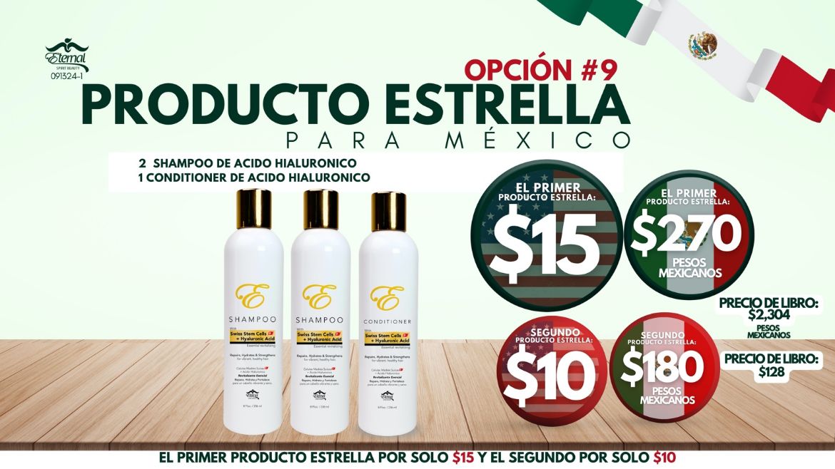 Imagen de Promocion 091324-1 (2 E): Producto Estrella en Mexico Opcion #9 (Segundo) Shampoo y Conditioner con Acido Hialuronico 122623